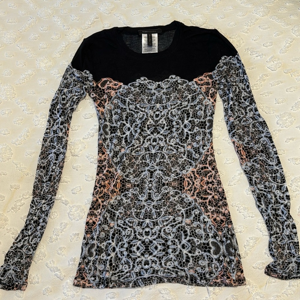 Abstract print knit top